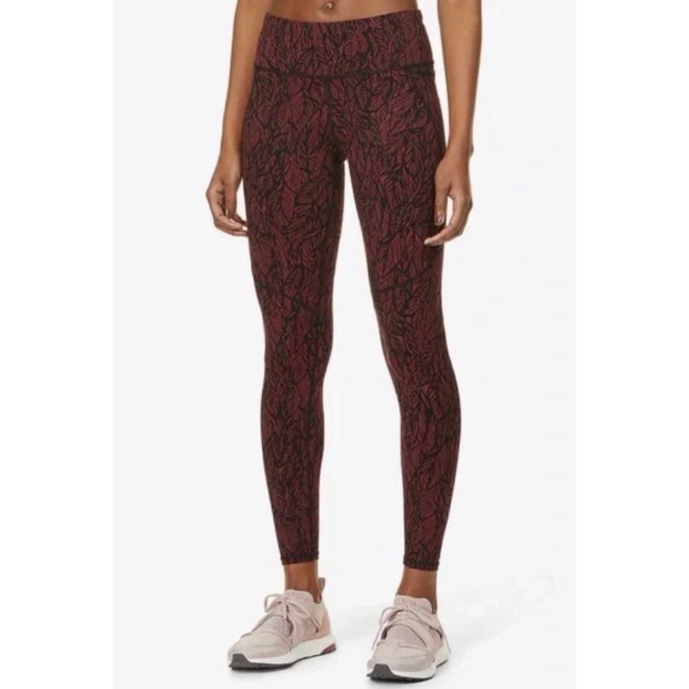 Sweaty Betty‎ The Power 7/8 Legging Size Small Red Leaf Pattern